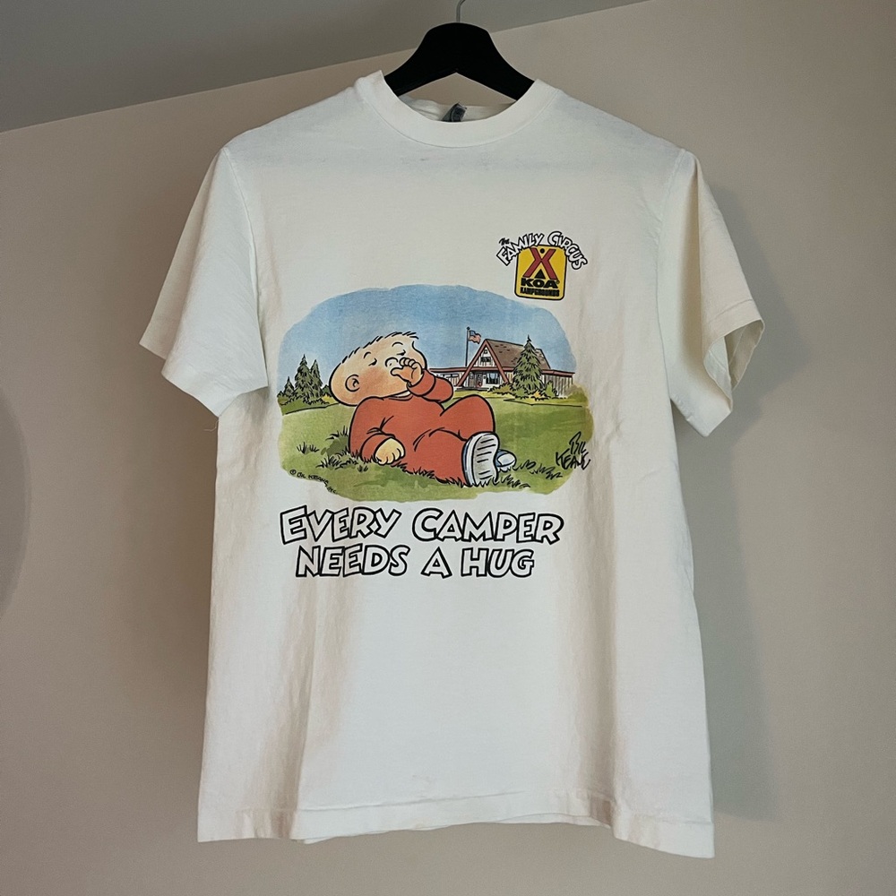 80s white cotton t-shirt with graphic print